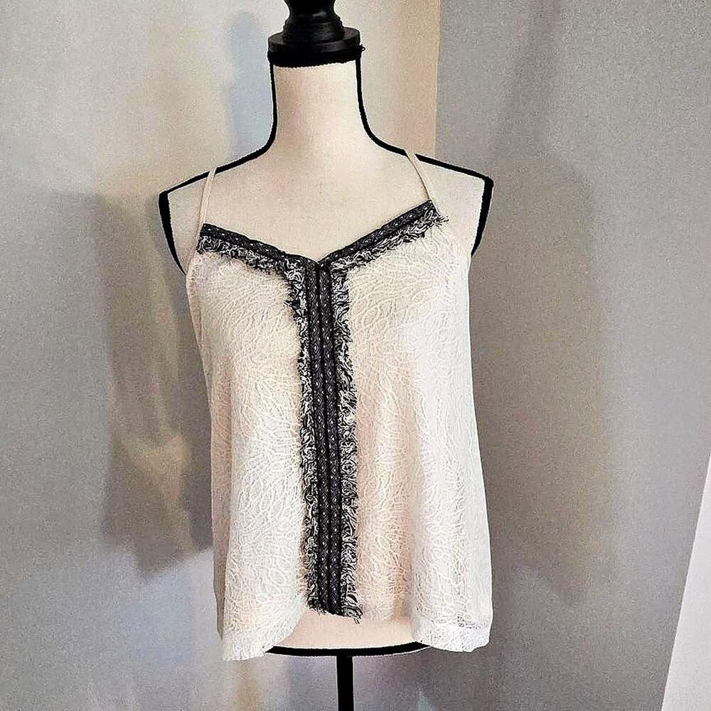 Akemi kim anthropologie womens media black cream tank top blouse small